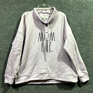 Rae Dunn Mom Life Sweatshirt Women Small Plum Fleece Lined Mock Neck Street Wear